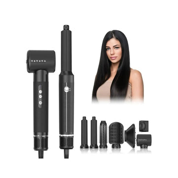 Kit Secador Modelador de Cabelo 7 em 1 - Preto e Prata - OnLike